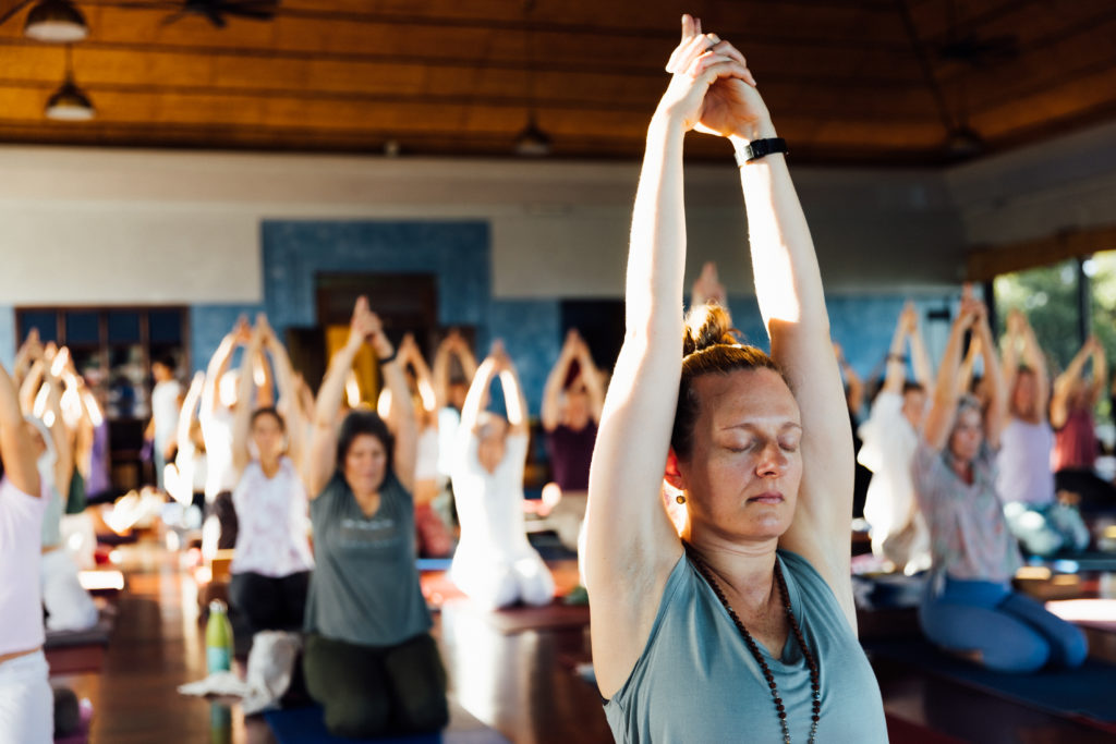 people in recovery from addiction in yoga class